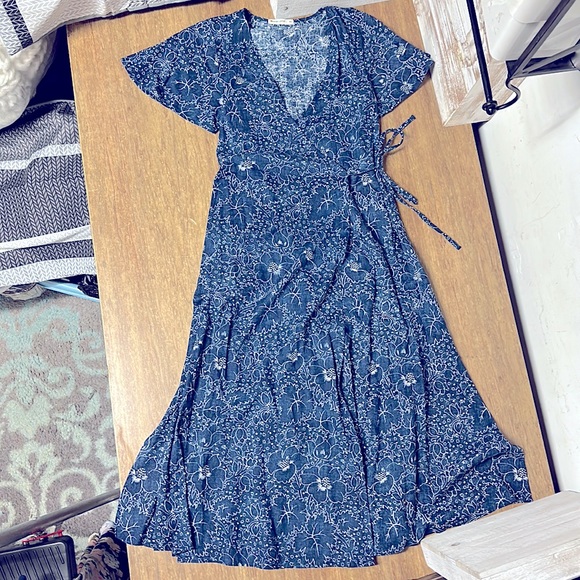 Marine Layer Dresses Marine Layer Emlyn Midi Wrap String Belt Blue